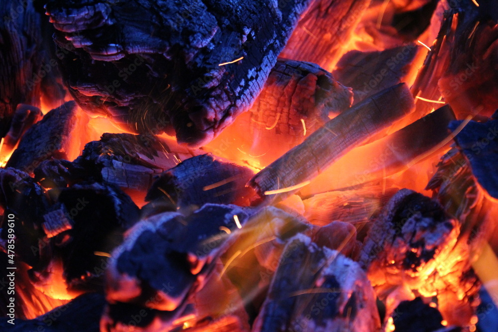 Fototapeta premium beautiful background, burning coals in different colors