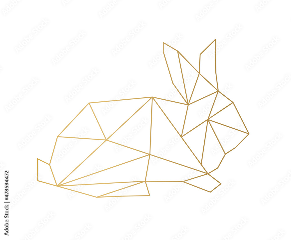 golden geometric rabbit silhouette- vector illustration golden geometric rabbit silhouette- vector illustration
