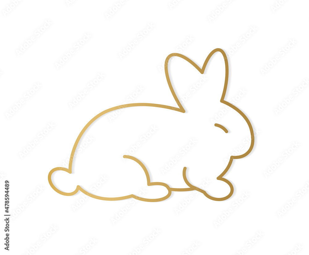 Obraz premium golden rabbit outline- vector illustration