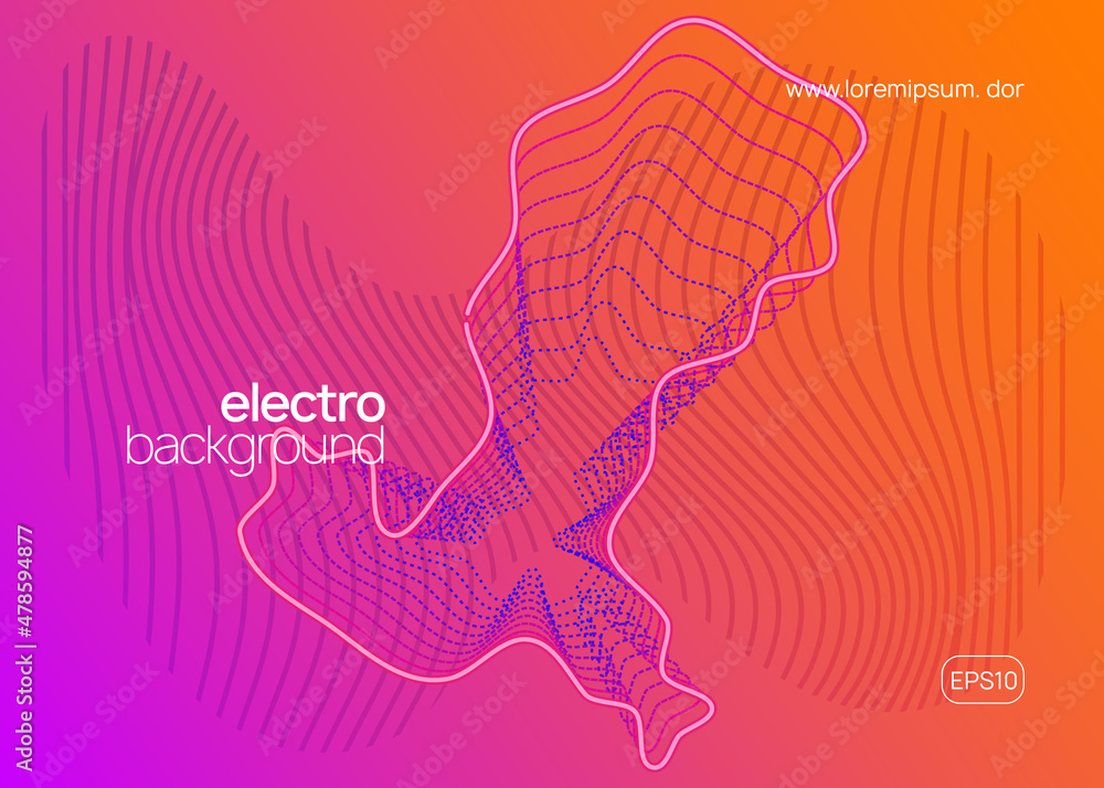 Obraz premium Neon techno event flyer. Electro dance music. Electronic sound.