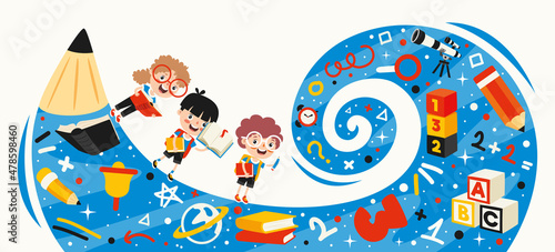 Education Concept With Cartoon Character
