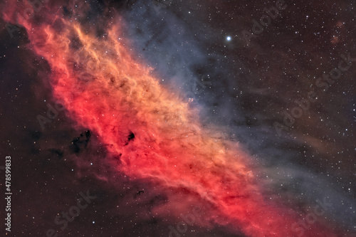 The California Nebula (NGC 1499) is an emission nebula located in the constellation Perseus. It is so named because it appears to resemble the outline of the US State of California.