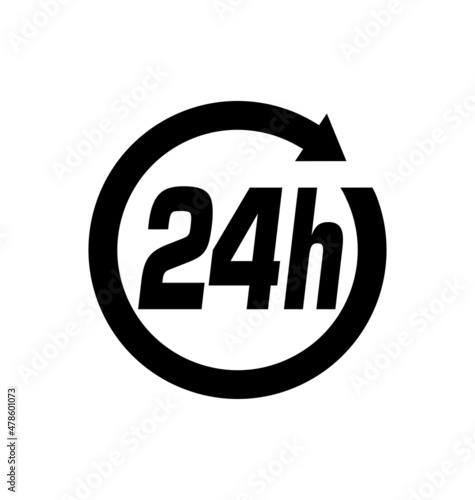 24 hour symbol on circle with arrow