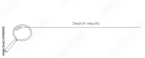 Magnifying glass in continuous one line drawing. Concept of Search results in simple linear style. Used for logo, emblem, web banner, presentation. Doodle Vector Illustration
