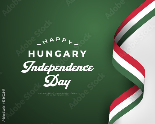Happy Hungary Independence Day 15 March Celebration Vector Design Illustration. Template for Poster, Banner, Advertising, Greeting Card or Print Design Element