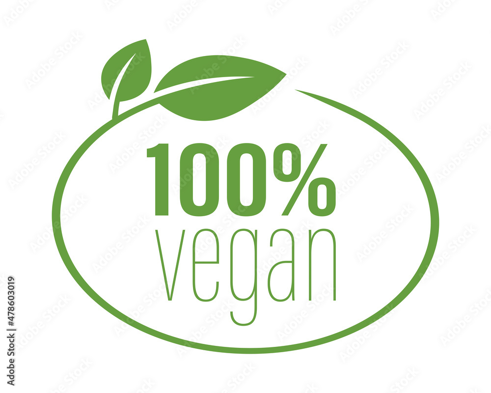 100% vegan - Icon on a white background. 100% vegan - Icon on a white background.