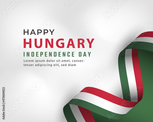 Happy Hungary Independence Day 15 March Celebration Vector Design Illustration. Template for Poster, Banner, Advertising, Greeting Card or Print Design Element