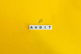 Audit and Inspection banner and concept. Block letters on bright orange background. Minimal aesthetics.