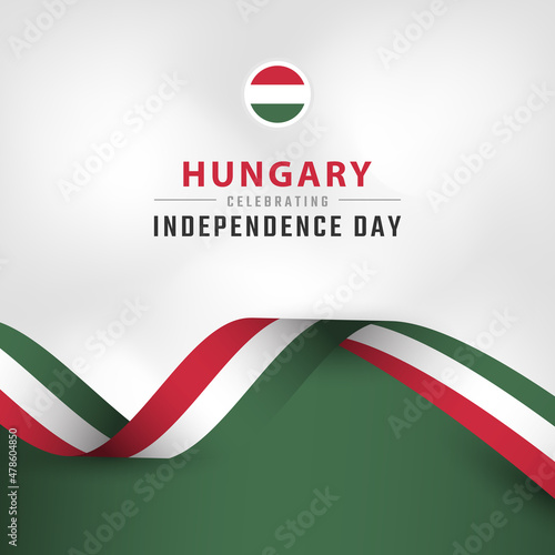 Happy Hungary Independence Day 15 March Celebration Vector Design Illustration. Template for Poster, Banner, Advertising, Greeting Card or Print Design Element