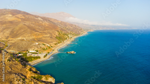 Beautiful greek seascape at sunny day. Place of Crete