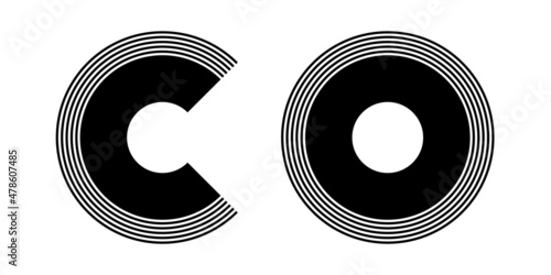 Letters C and O. CO monogram logo. Elements for design.
