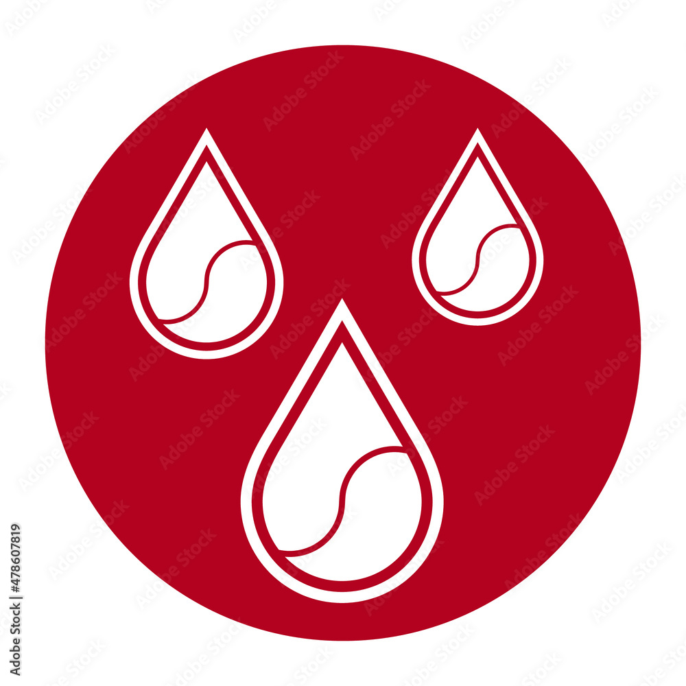 Water drops droplet raindrops Yin-yang icon quality vector illustration cut Water drops droplet raindrops Yin-yang icon quality vector illustration cut