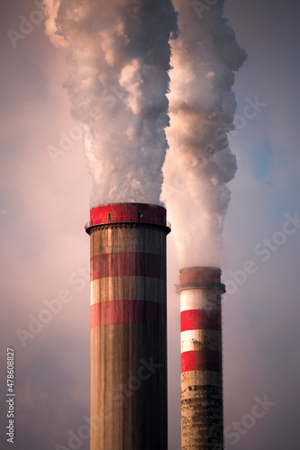 Industrial smoke stack of coal power plant