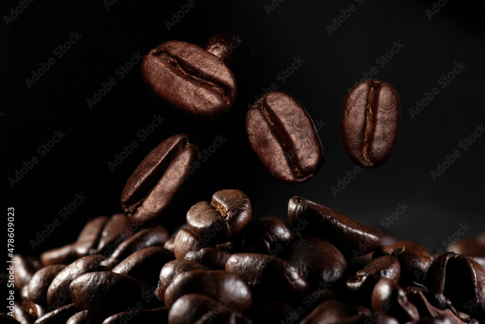 Deep roasted whole coffee beans Deep roasted whole coffee beans