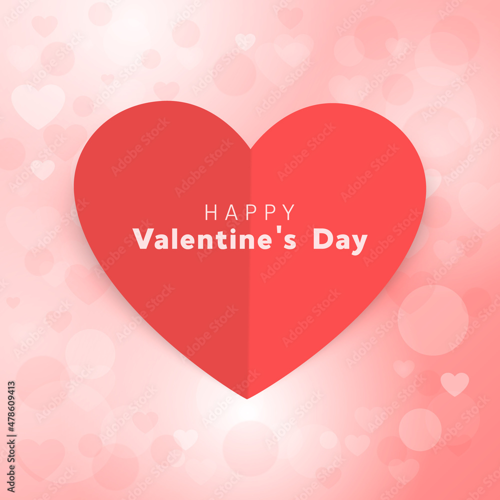Vector 3d Realistic Valentines Day Paper Heart, February 14. Valentine s Day, Couple, Love Concept. Beautiful Valentines Card in the Shape of a Heart, Banner, Background