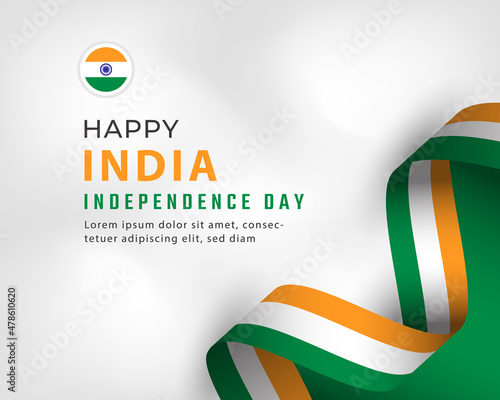 Happy India Independence Day 15 August Celebration Vector Design Illustration. Template for Poster, Banner, Advertising, Greeting Card or Print Design Element