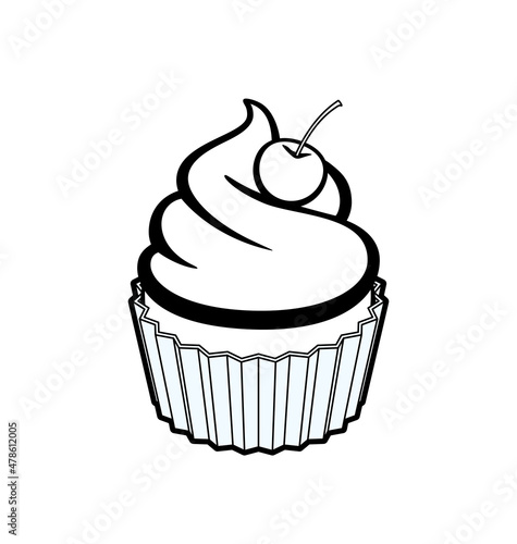 classic cartoon cupcake simple outline