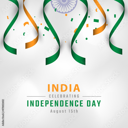 Happy India Independence Day 15 August Celebration Vector Design Illustration. Template for Poster, Banner, Advertising, Greeting Card or Print Design Element