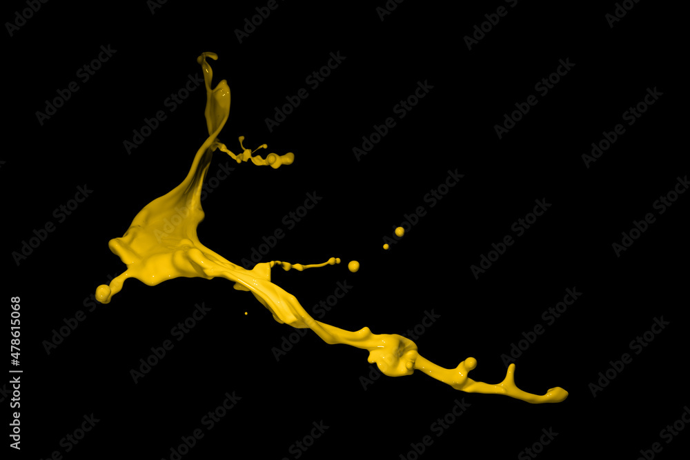 Yellow paint splashes, isolated on black background Yellow paint splashes, isolated on black background