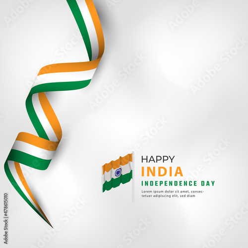 Happy India Independence Day 15 August Celebration Vector Design Illustration. Template for Poster, Banner, Advertising, Greeting Card or Print Design Element