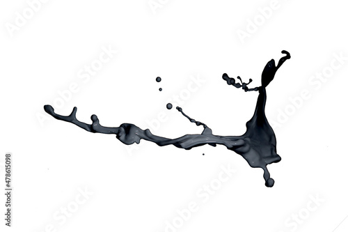 Splash of black fluid on white background