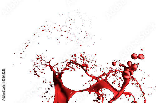 Canvas-taulu Red paint splash isolated on a white background.