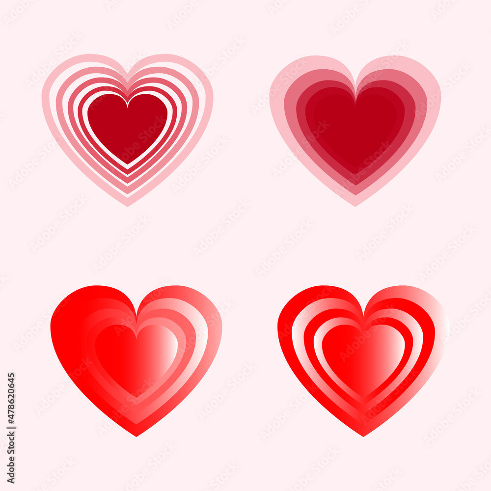 Vector set of hearts. Design elements for Valentine's Day. EPS10