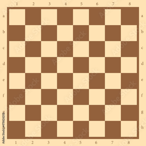 chess and checkers game board. yellow and brown pattern with letters and numbers