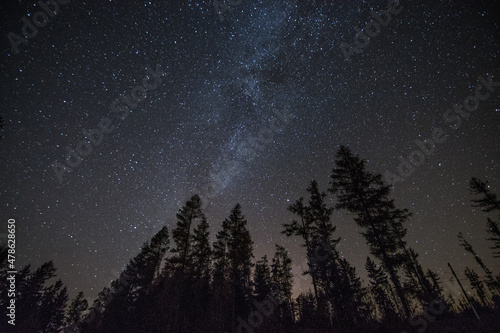 starry night sky  Milky Way  High Tatras  Vysoke Tatry  Slovakia  Europe