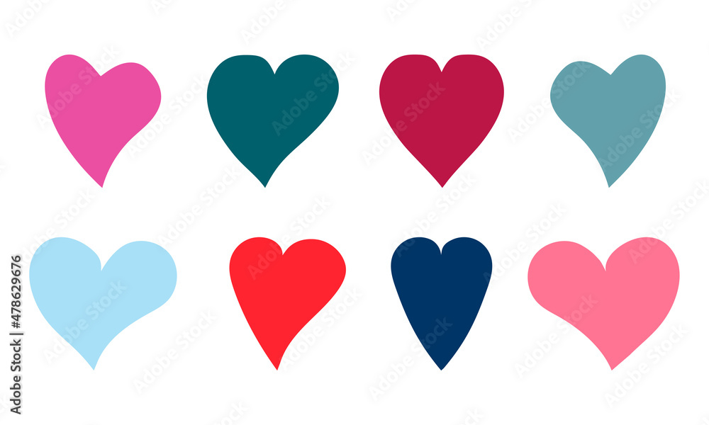 Set of hearts of different shapes
