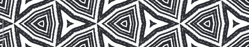 Ethnic hand painted seamless border. Black Ethnic hand painted seamless border. Black