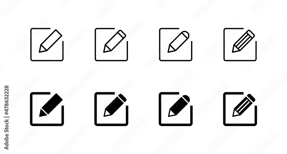 Edit icons set. edit document sign and symbol. edit text icon. pencil. sign up Edit icons set. edit document sign and symbol. edit text icon. pencil. sign up