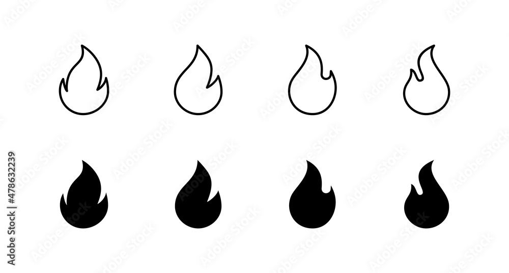 Fire icons set. fire sign and symbol Fire icons set. fire sign and symbol