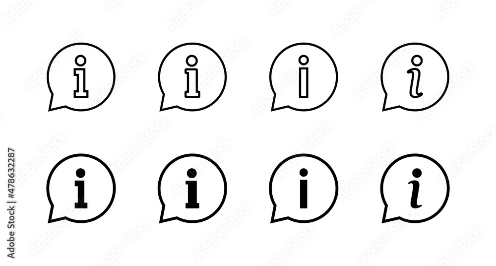 Info sign icons set. about us sign and symbol. Faq icon Info sign icons set. about us sign and symbol. Faq icon