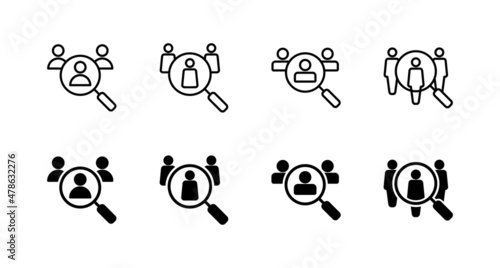 Hiring icons set. Search job vacancy sign and symbol. Human resources concept. Recruitment