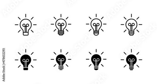 Lamp icons set. Light bulb sign and symbol. idea symbol. © avaicon