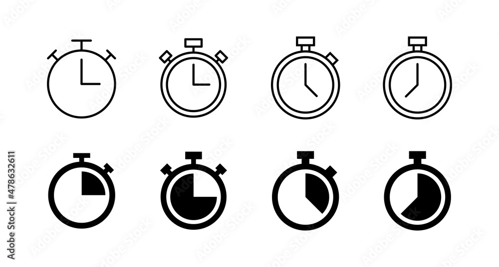 Stopwatch icon. Timer sign and symbol. Countdown icon. Period of time Stopwatch icon. Timer sign and symbol. Countdown icon. Period of time