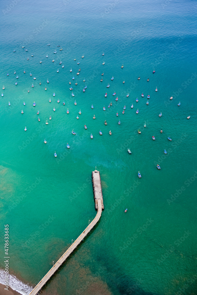 Cabo Blanco Pier and Fishing Boats Peru