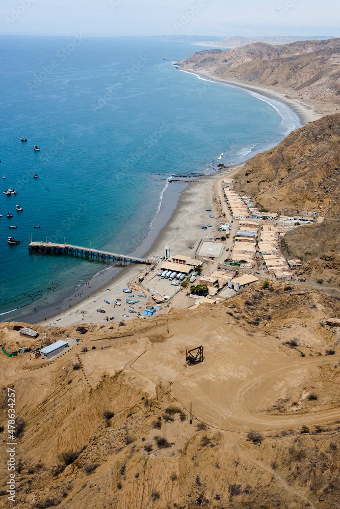 Cabo Blanco Pier and Fishing Boats. Peru