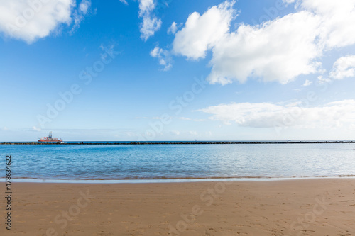 Perfect sandy beach in hot summer day © Angelov