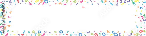 Falling colorful messy numbers. Math study concept with flying digits. Awesome back to school mathematics banner on white background. Falling numbers vector illustration.