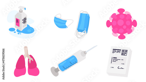 Corona Virus Assets - Syringe, Masks, Lungs, PCR Test