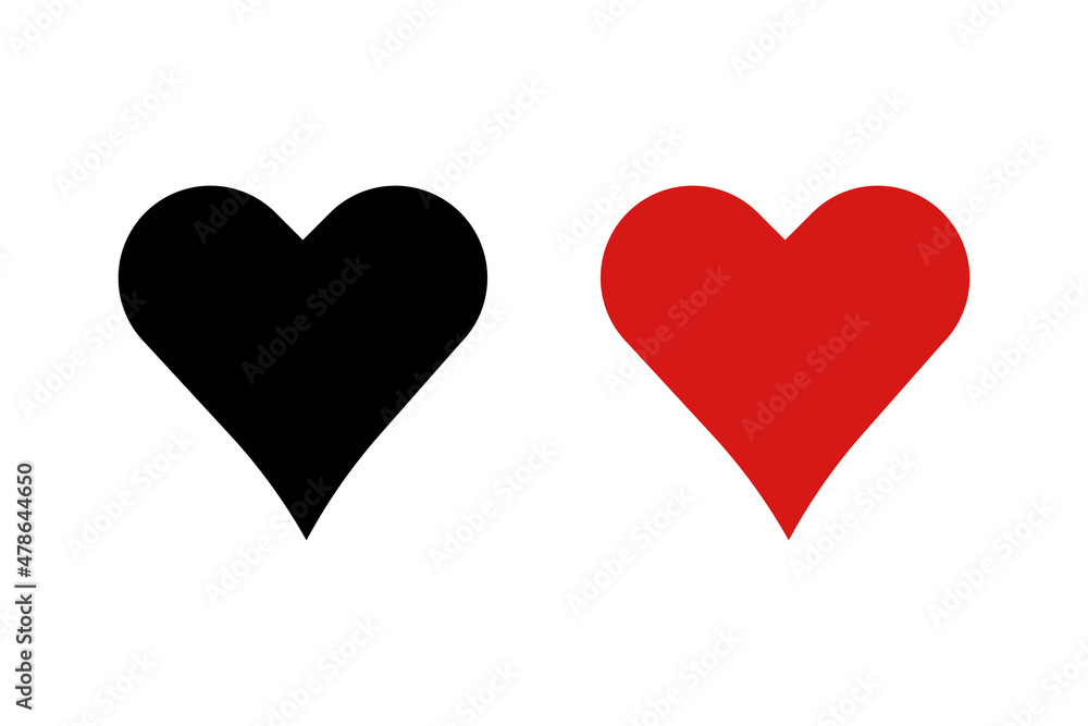 Black and red heart icon set. Vector.