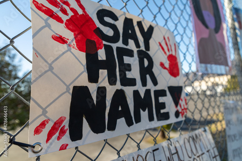 Sign on fence photo