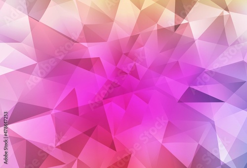 Light Pink, Red vector gradient triangles pattern.