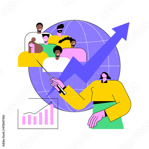 Population growth abstract concept vector illustration. Census service, world population explosion, human quantity growth, natural increase rate, overpopulation, demographics abstract metaphor.