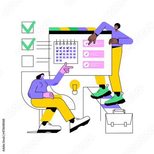 Project management abstract concept vector illustration. Business analysis, planning process, project management software, waterfall method, agile methodology, IT professional abstract metaphor.