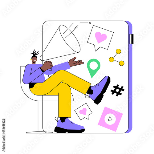 Cross-posting abstract concept vector illustration. Digital marketing, online platform, post planner, social media cross posting, link sharing, smm, repost, post promotion abstract metaphor.