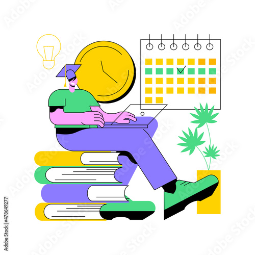 Personalized learning abstract concept vector illustration. Bite-sized learning, own pace, flexible process, individualized instruction plan, happy student, tailor education abstract metaphor.