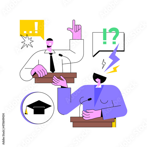 Debating club abstract concept vector illustration. Classroom debates, eloquent speech, debating competition, school club, public speaking class, effective communication skill abstract metaphor.